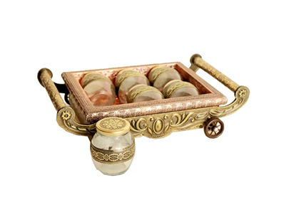 Wooden Tray and Jar Set With Wheel for Dry Fruit Gift Box