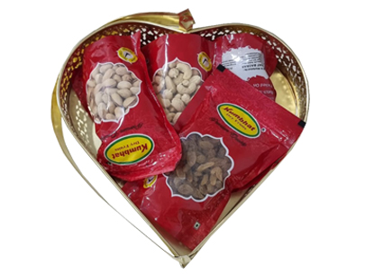 Heart Shape Golden Hamper tray