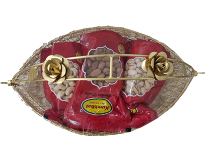 Golden Mesh Wired Dry Fruits Gift Hamper Basket