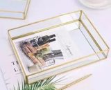 Acrylic Safe Glass Dish Tray Gold Borders