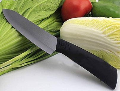 Kitchen knife with black ceramic