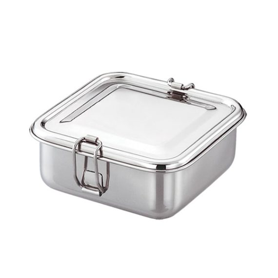 Jvl Stainless Steel Square Lunch Box With Steel Plate For School, Office