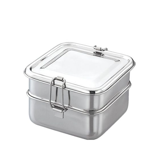 Jvl Stainless Steel Square Lunch Box With Steel Plate For School, Office