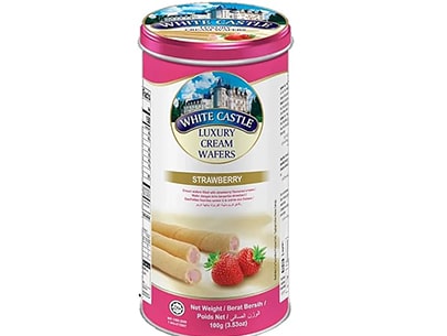 White Castle Luxury Strawberry Cream Wafer Roll Sticks (1 x 100g)